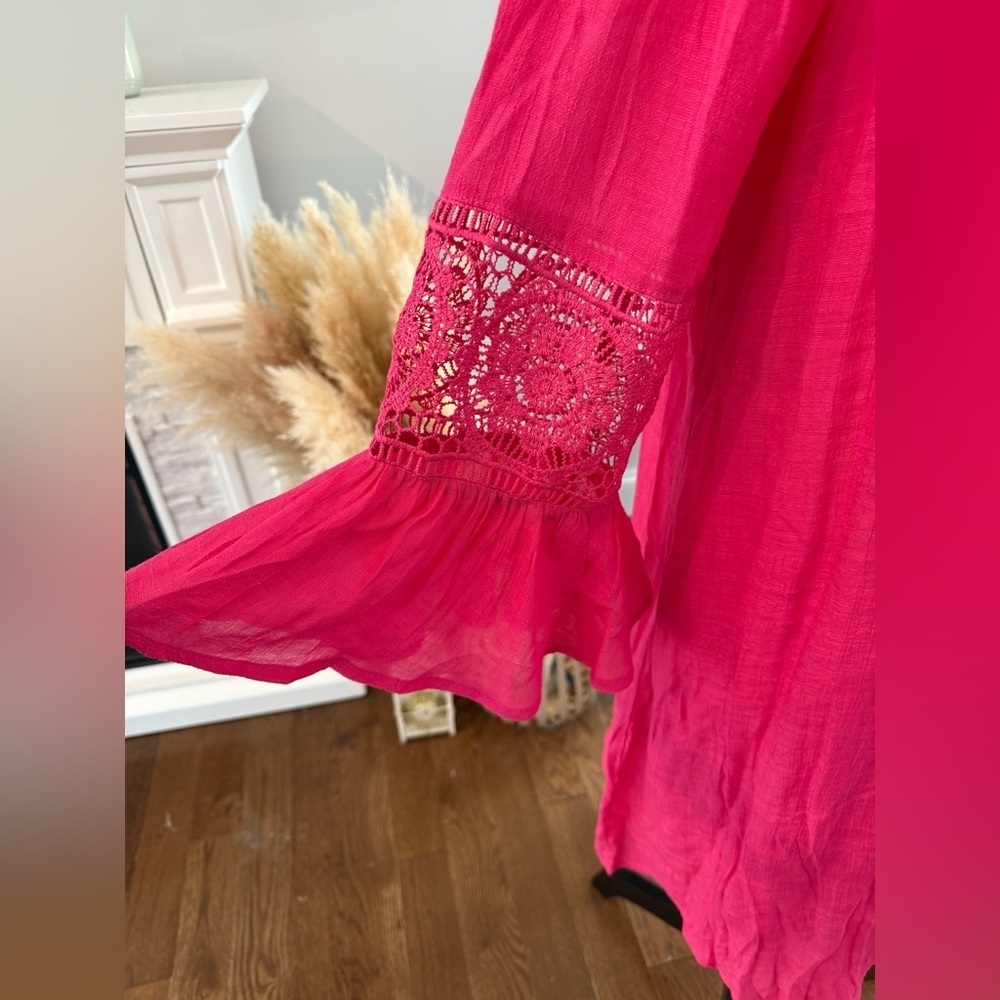 BNWT Pink Boho Dress with Lace Sleeves seems smaller for 1x